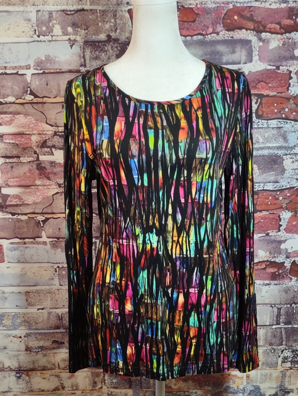 SNO SKINS Multicolor Abstract Knit Long Sleeve Top